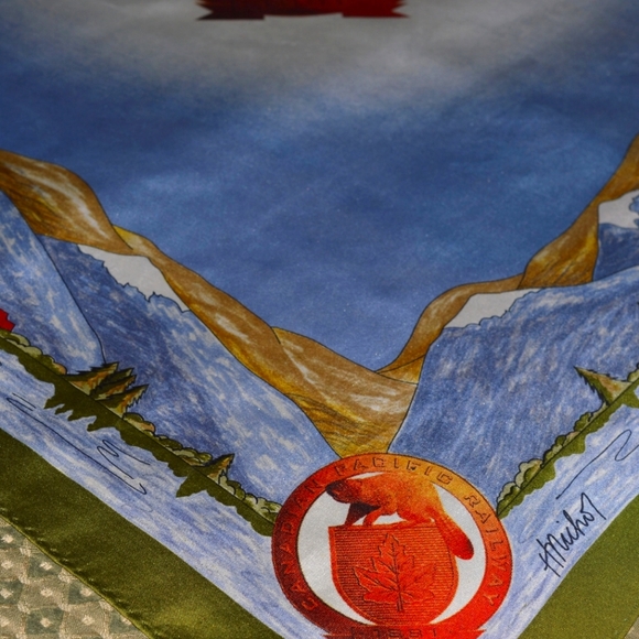 Vintage Silk Scarf by CANADIAN PACIFIC RAILWAY 1881 H MICHOL 1981 - Picture 3 of 10